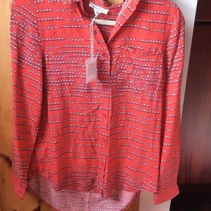 Heart patterned button down blouse